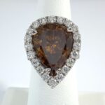 FANCY BROWN DIA 18KW HALO RING
