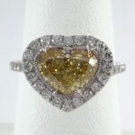 18KW FANCY YELLOW DIA HEART SHAPE RING