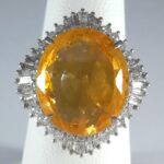 YELLOW/ORANGE SAPP & DIA PLAT RING