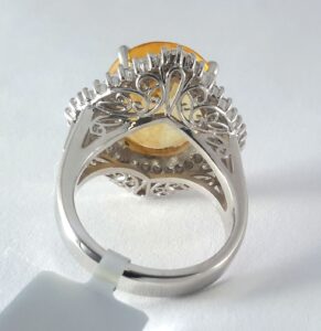 YELLOW/ORANGE SAPP & DIA PLAT RING - Image 3