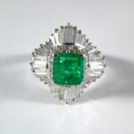 EMERALD & DIA PLAT RING