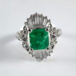 EMERALD & DIA PLAT RING