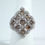 18K W/G BRWN & WHITE DIA RING