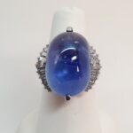 PLAT CABOCHON SAPPHIRE DIA RING