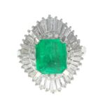 EMERALD & DIA PLAT RING