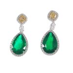 EMERALD & DIA PEAR-SHAPE EARRINGS