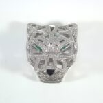 18K WG DIA/EMERALD/ONYX PANTHER PENDANT