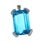 BLUE TOPAZ & DIA PLAT PENDANT