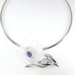FLOWER DIA PLAT & 18KW NECKLACE