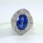 PT900 DIA & OV SAPPHIRE GIA RING