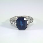 SAPPHIRE & DIA PLAT ART-DECO RING