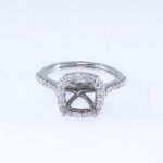EMERALD & DIA 14KW HALO RING