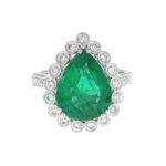 EMERALD & DIA 18KW HALO RING