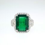 EMERALD & DIA 18KW RING