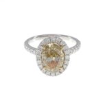 FANCY YELLOW DIA HALO 18KW RING
