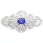 TANZANITE & DIA 18KW VINTAGE BROOCH