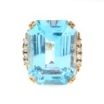 BLUE TOPAZ & DIA 18KY RING