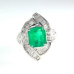 GIA EMERALD & DIA PLAT RING