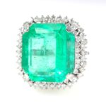 EMERALD & DIA PLAT RING