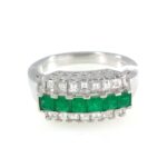 EMERALD & DIA PLAT RING