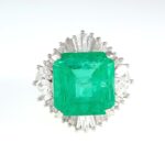 EMERALD & DIA PLAT RING