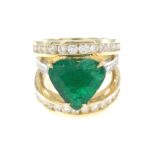 HEART-SHAPE EMERALD & DIA 14KY RING