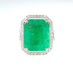 EMERALD & DIA 14KW HALO RING
