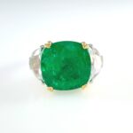 GIA EMERALD & DIA 18KW RING