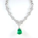 EMERALD & DIA 18KW NECKLACE
