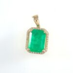 EMERALD & DIA 14KY PENDANT