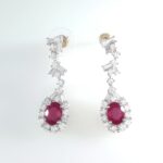 AGL BURMA RUBY & DIA 18KW EARRINGS