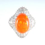 FIRE OPAL & DIA PLAT COCKTAIL RING