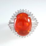 FIRE OPAL & DIA PLAT RING