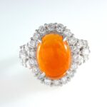 FIRE OPAL & DIA PLAT RING