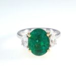 EMERALD & DIA 18KW RING