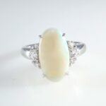 WHITE OPAL & DIA PLAT RING