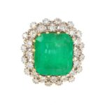 GIA EMERALD & DIA 18KW RING