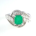 EMERALD & DIA PLAT RING
