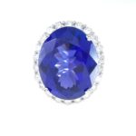TANZANITE & DIA 14KW HALO RING