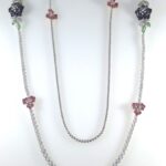 MULTI-COLOR SAPPHIRE & DIA 14KW NECKLACE