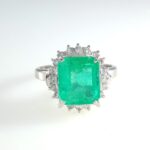 EMERALD & DIA PLAT RING