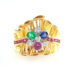 EMERALD/RUBY/SAPH & DIA 18KY RING
