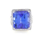 TANZANITE & DIA 14KW HALO RING