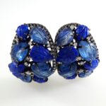 BLUE SAPPHIRE/LAPIS & DIA 18K EARRINGS