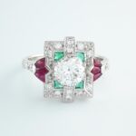 DIA & RUBY/EMERALD 18KW RING