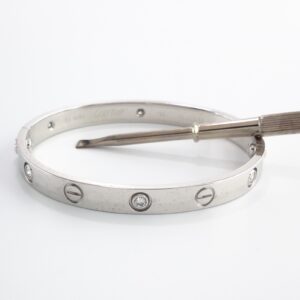 CARTIER LOVE 18KW 6DIA BRACELET SIZE 16
