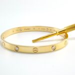 CARTIER LOVE 18KY 4DIA BRACELET SIZE 18