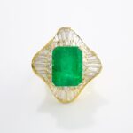 EMERALD & DIA 18KY RING