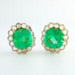 EMERALD & DIA 18KY EARRINGS