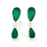EMERALD & DIA 18KY DROP EARRINGS